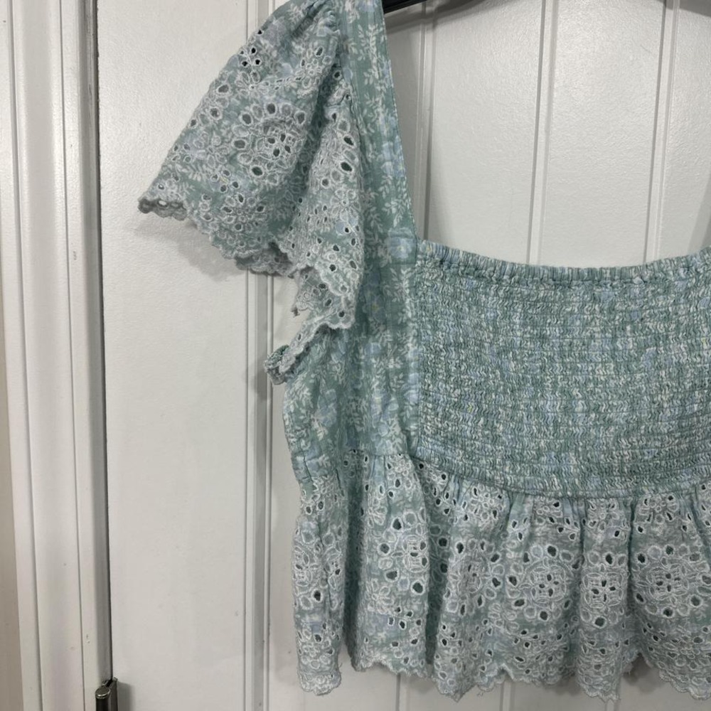 Cottage core coquette eyelet babydoll short sleeve blouse. M - Picture 5 of 6